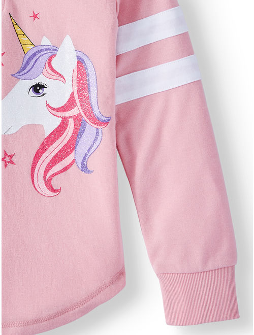 Sequin Unicorn Lace Up Long Sleeve Top (Little Girls & Big Girls)
