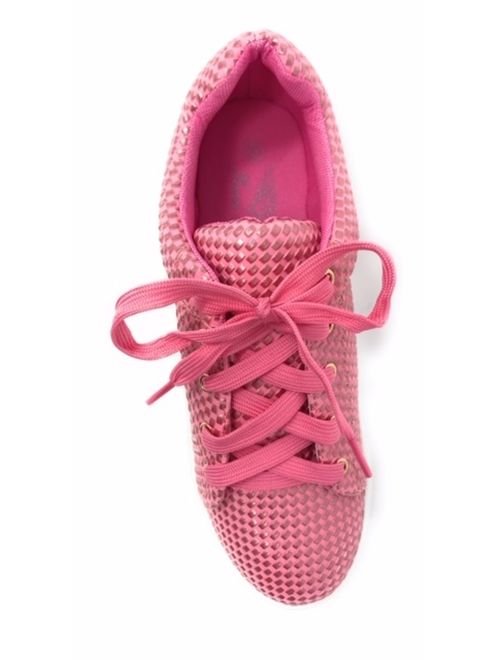Forever Young Women's Textured Material Lace up Sneakers