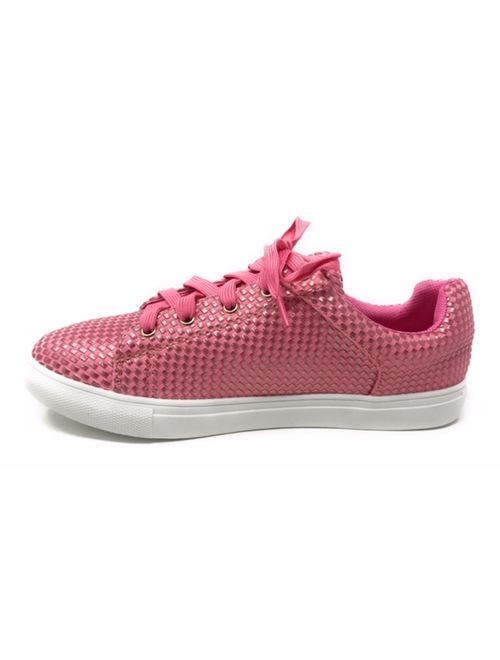 Forever Young Women's Textured Material Lace up Sneakers