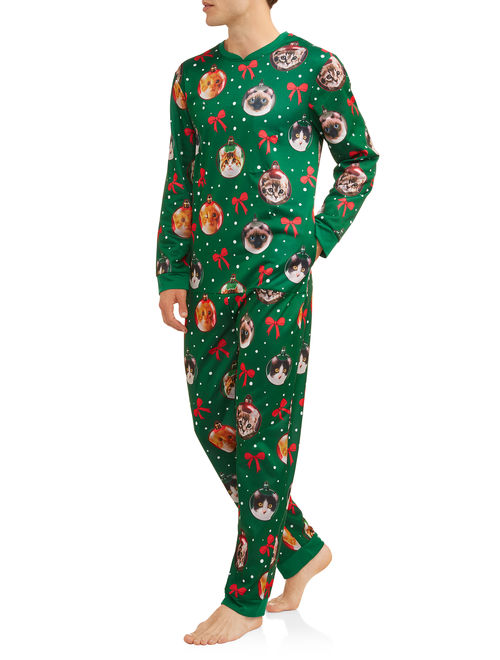 DEC 25TH Men's Sleep, Cat Ornaments Christmas Union Suit