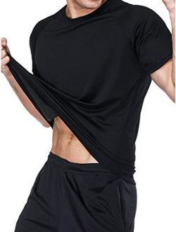 Men's Short Sleeve Rashguard Mens Rashguard UPF 50  Swimwear Swim Shirt Black, 2XL