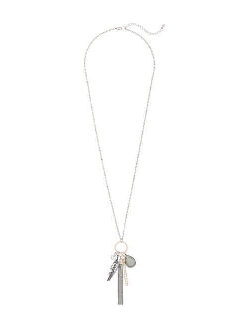 Maurices Tassel And Feather Cluster Pendant Necklace
