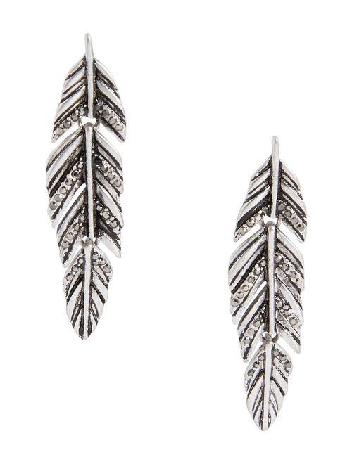 Maurices Hinged Feather Rhinestone Earrings