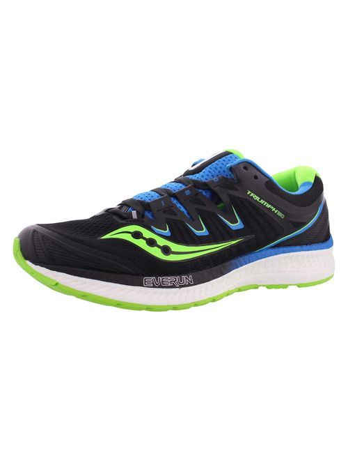 Saucony Men's Triumph Iso 4 Black / Slime Blue Ankle-High Mesh Running Shoe - 13M