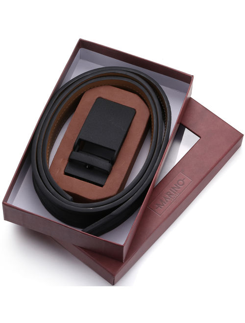 Marino Avenue Genuine Leather belt for Men, 1.3/8" Wide, Casual Ratchet Belt with Automatic Linxx Buckle