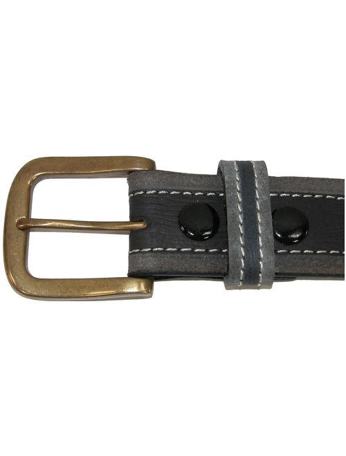 Mens Big and Tall Two Tone Bridle Belt with Removable Buckle