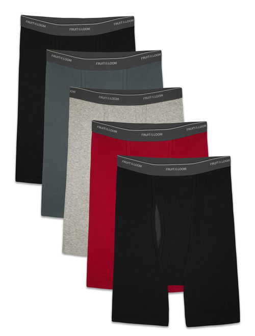 Fruit of the Loom Men's CoolZone Fly Dual Defense Assorted Long Leg Leg Boxer Briefs, 5 Pack