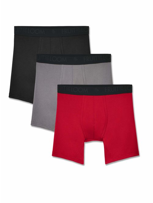 Fruit of the Loom Men's Breathable Lightweight Micro-Mesh Boxer Briefs, 3 Pack