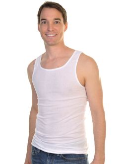 Swan Men's Ribbed White A-Shirts (12-Pack)