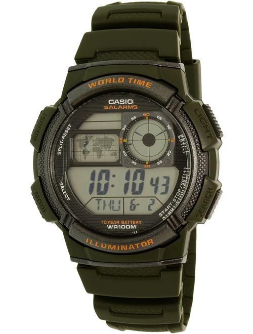 Casio Men's World Time Watch, Green, AE1000W-3AVCF