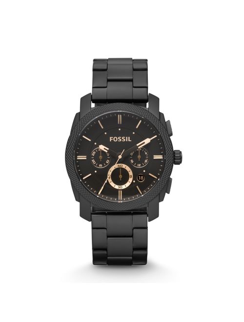 Fossil Men's Machine Mid-Size Chronograph Black Stainless Steel Watch (Style: FS4682)