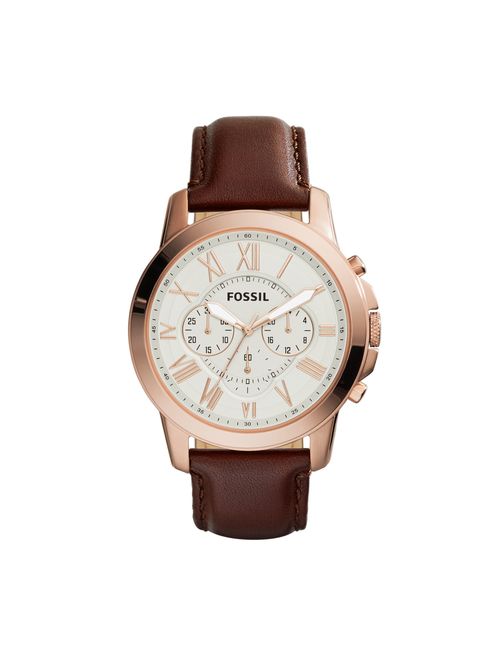 Fossil Men Grant Brown Leather Strap Watch (Style: FS4991IE)