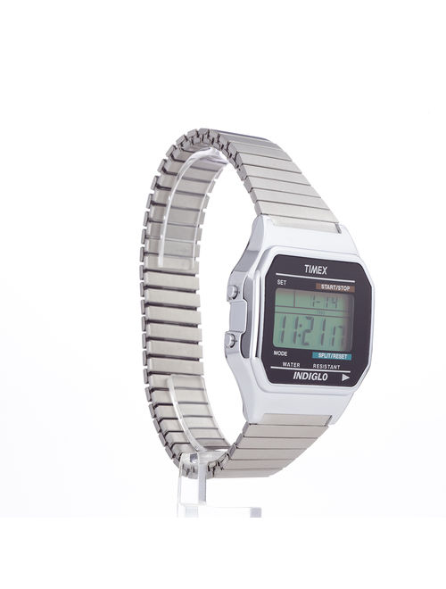 Timex Mens Classic Silver-Tone Case Bracelet New 80's Retro Digital Watch T78582