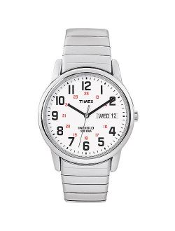 Men's Easy Reader Watch, Silver-Tone Extra-Long Stainless Steel Expansion Band