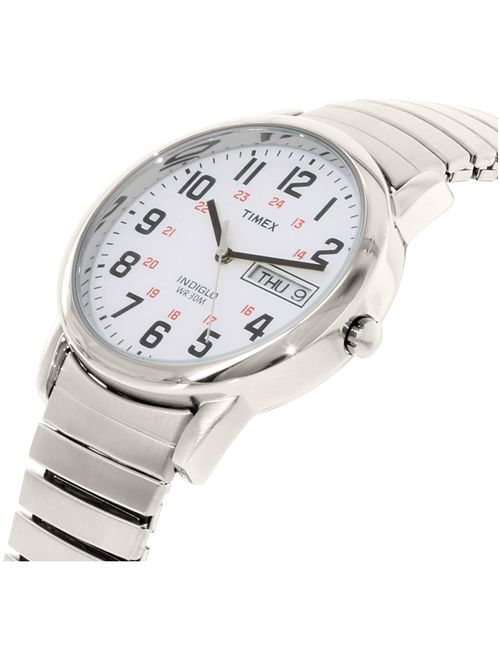 Timex Men's Easy Reader Watch, Silver-Tone Extra-Long Stainless Steel Expansion Band