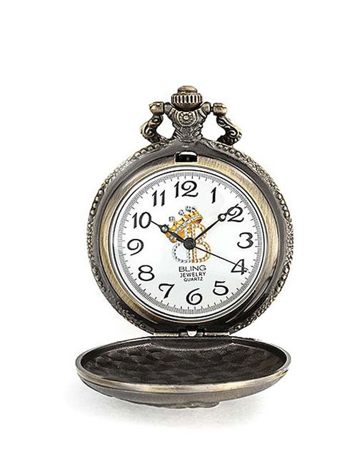 Antique Style Large Steam Engine Train Simulated Quartz Gold Plated Mens Pocket Watch