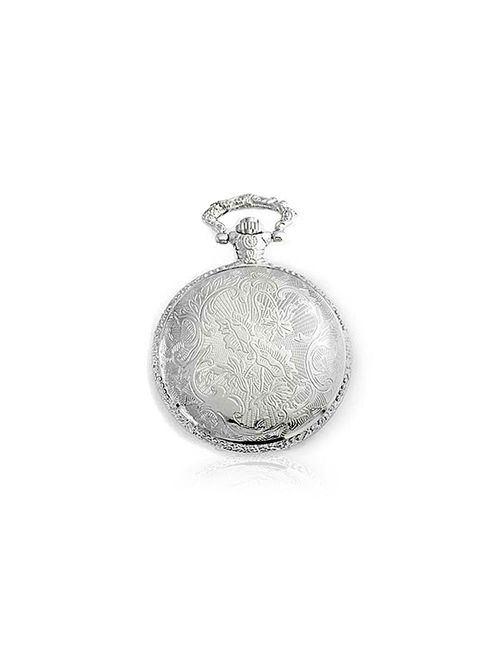Two Tone Steam Train Railroad Roman Numerals White Dial Pocket Watch For Men Silver Plating Gold Plated Alloy With Chain