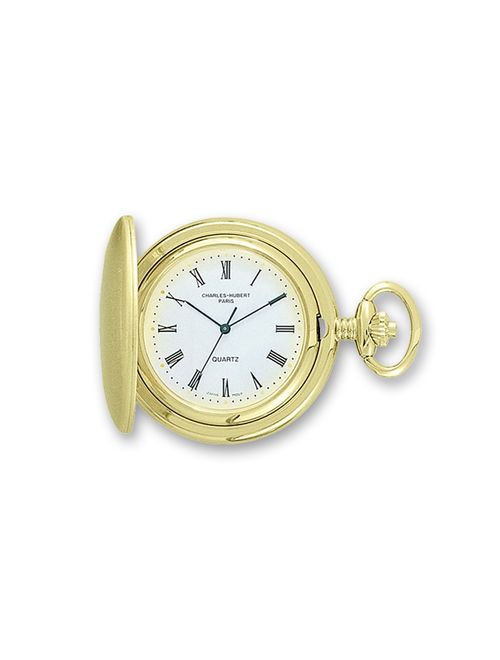 Versil Men's 14 Karat Gold Finish White Dial Pocket Watch