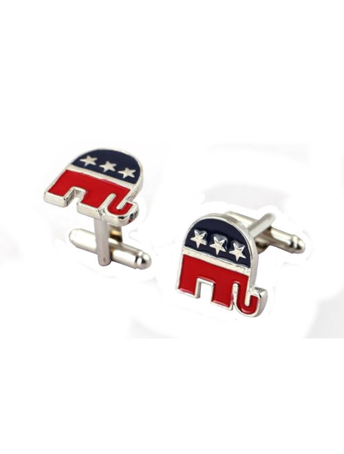 Cufflinks Republican Party Anti-Tarnish Resistant Elephant Shape Cufflinks, CL-10