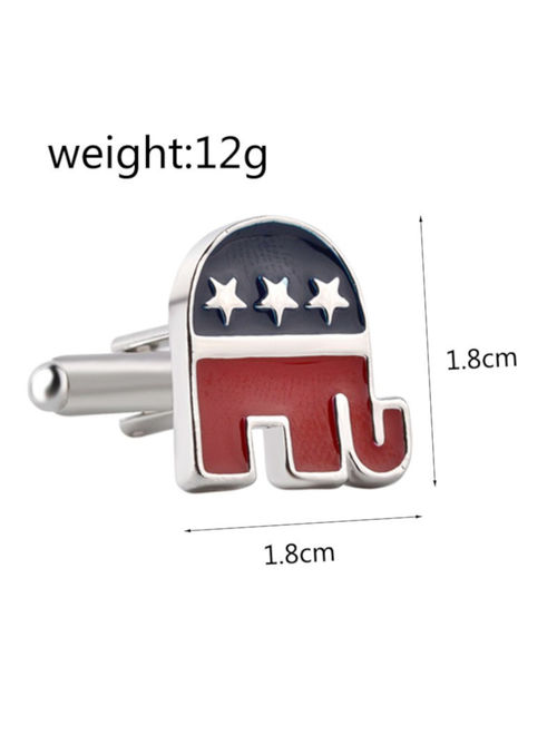 Cufflinks Republican Party Anti-Tarnish Resistant Elephant Shape Cufflinks, CL-10
