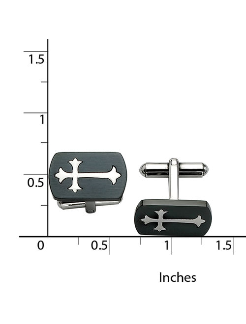 Stainless Steel Brushed Black IP-plated with Polished Cross Cuff Links