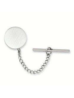 Rhodium-plated Round Satin Tie Tack