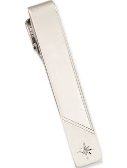 Rhodium-Plated Kelly Waters .01 Ct. Diamond Polished Florentine Tie Bar Designer Jewelry by Sweet Pea