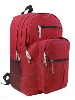 Backpack 18 inch School Book Bag Multi Pockets College Student Day Pack Red