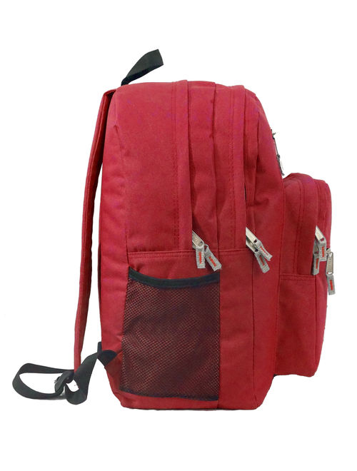 Backpack 18 inch School Book Bag Multi Pockets College Student Day Pack Red