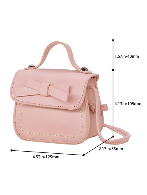 HDE Small Fashion Purse for Little Girls Light Pink Toddler Kids Bag Cute Bow (Pink)