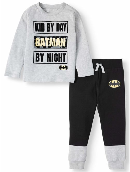 Long Sleeve Graphic T-shirt & Drawstring Fleece Jogger, 2pc Outfit Sets (Toddler Boys)