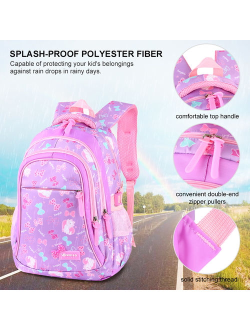 Girls School Backpack Set, Vbiger 3 in 1Student Book Bags Set - Bookbag+Shoulder Bag+Pencil Case Water-Resistant, Purple