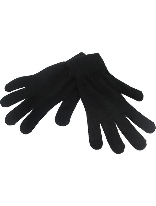 Magic Plain Knit Mens Gloves [Black - L]