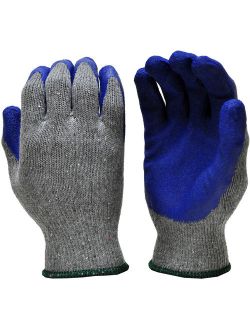 G & F 3100S-DZ Knit Work Gloves, Textured Rubber Latex Coated for Construction, 12-Pairs, Men's Small