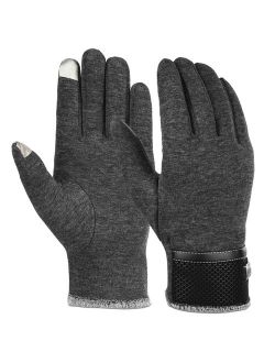 Thick Warm Touch Screen Texting Gloves Cold Weather Gloves Cycling Gloves for Men, Gray