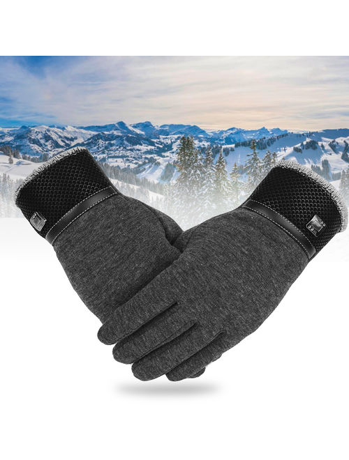 Vbiger Thick Warm Touch Screen Texting Gloves Cold Weather Gloves Cycling Gloves for Men, Gray