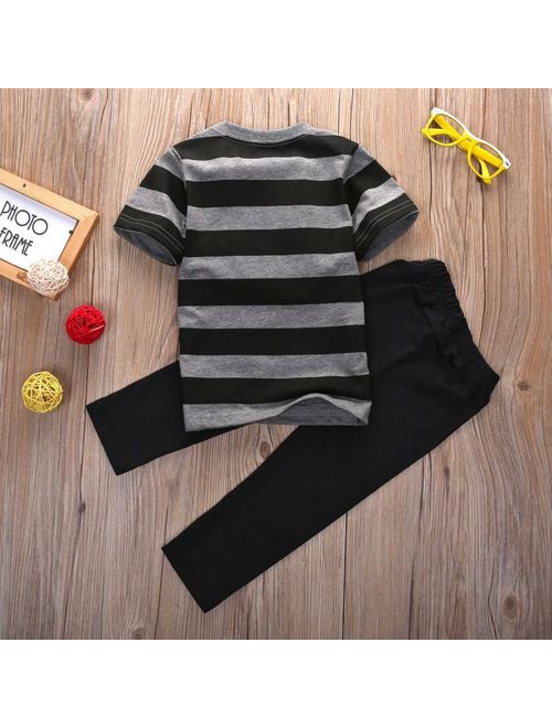2PCS Toddler Kids Baby Boys Outfit T-shirt Tops+Long Pants Clothes Sets