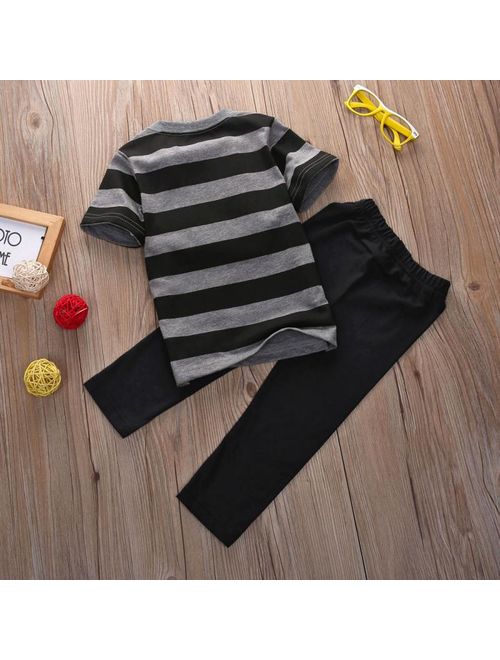 2PCS Toddler Kids Baby Boys Outfit T-shirt Tops+Long Pants Clothes Sets