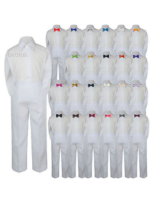 23 Color 3pc Set Bow Tie Boy Baby Toddler Kids Formal Suit Shirt White Pants S-7