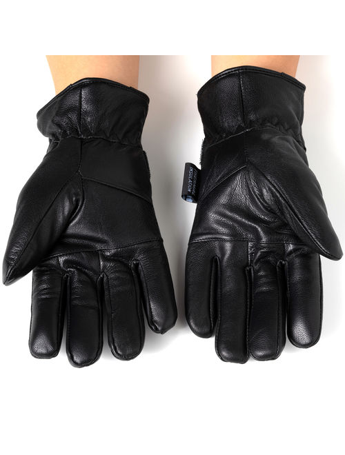 Alpine Swiss Mens Gloves Dressy Genuine Leather Warm Thermal Lined Wrist Strap