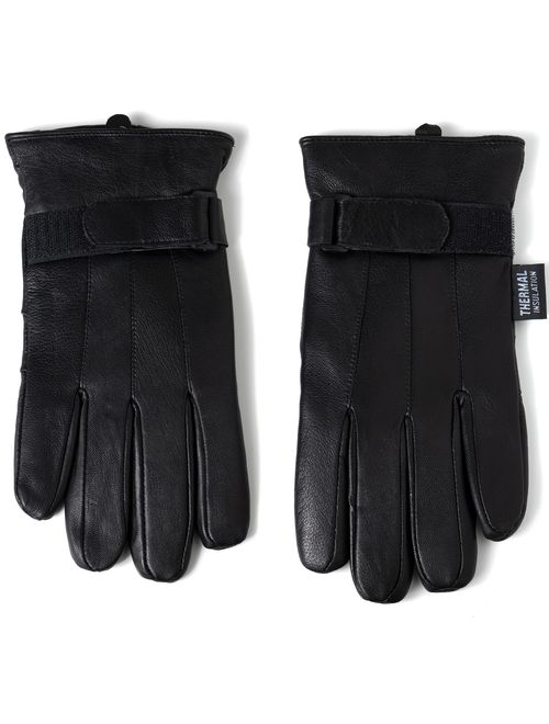 Alpine Swiss Mens Gloves Dressy Genuine Leather Warm Thermal Lined Wrist Strap