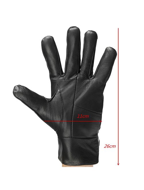 10"x 4" Mens Leather Gloves Fully Lined Warm Fleece Winter Windproof Warm Driving Full Finger Glove Mittens