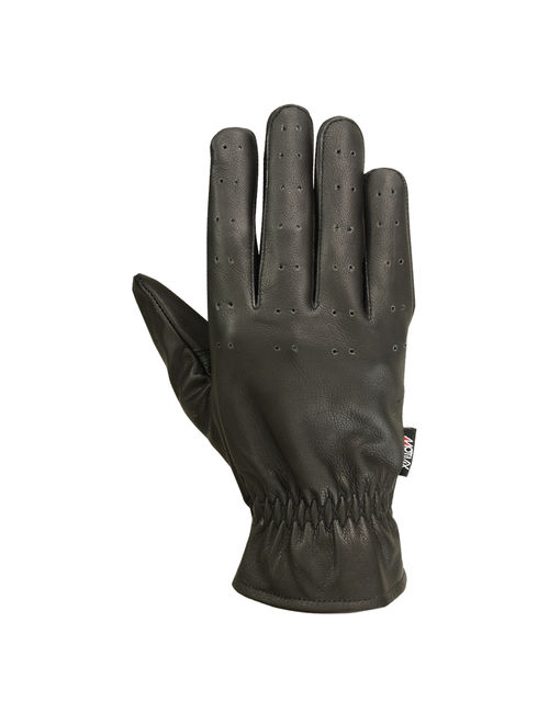 MRX Men's Front Cuff Driving Gloves Basic Soft Outdoor Glove Goat Leather Full Finger, Black (Medium)