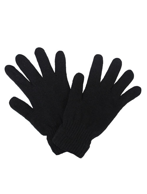 Mens Black Heavy Knit Winter Gloves