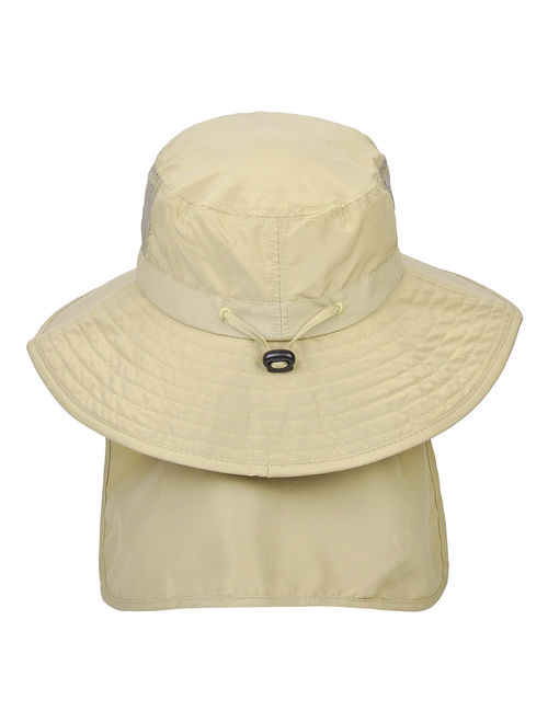 Men's Sun Protection Hat with Neck Flap Cover,Wide Brim Outdoor Fishing Hiking Camping Hunting Boating Safari Gardening Working Hat