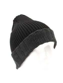 Knit Beanie for Men Watch Cuff Winter Hat - One Size (Black)