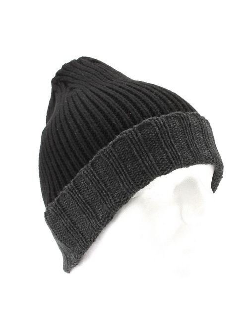 Croft & Barrow Knit Beanie for Men Watch Cuff Winter Hat - One Size (Black)