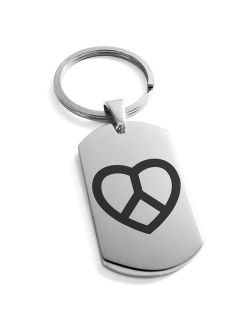 Stainless Steel Peace & Love Engraved Dog Tag Keychain Keyring