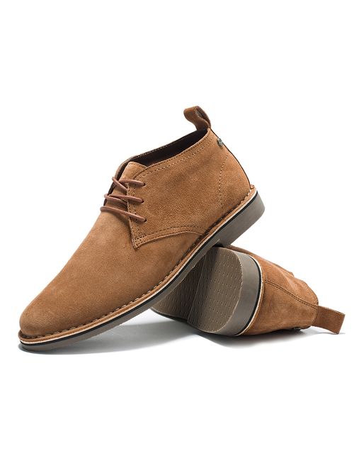 Mens Genuine Suede Chukka Boots Lace Up Desert Boots Ankle Dress Boots Stylish Street Walking Shoes