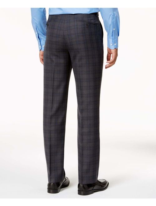 Gray Blue Mens 38x30 Plaid Flat-Front Dress Pants $175 38